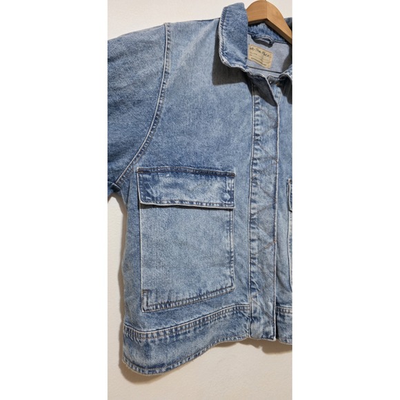 NWT Free People Suzy Denim Jacket We The Free Snap Pocket Oversize Sunny SideXL - Picture 5 of 12